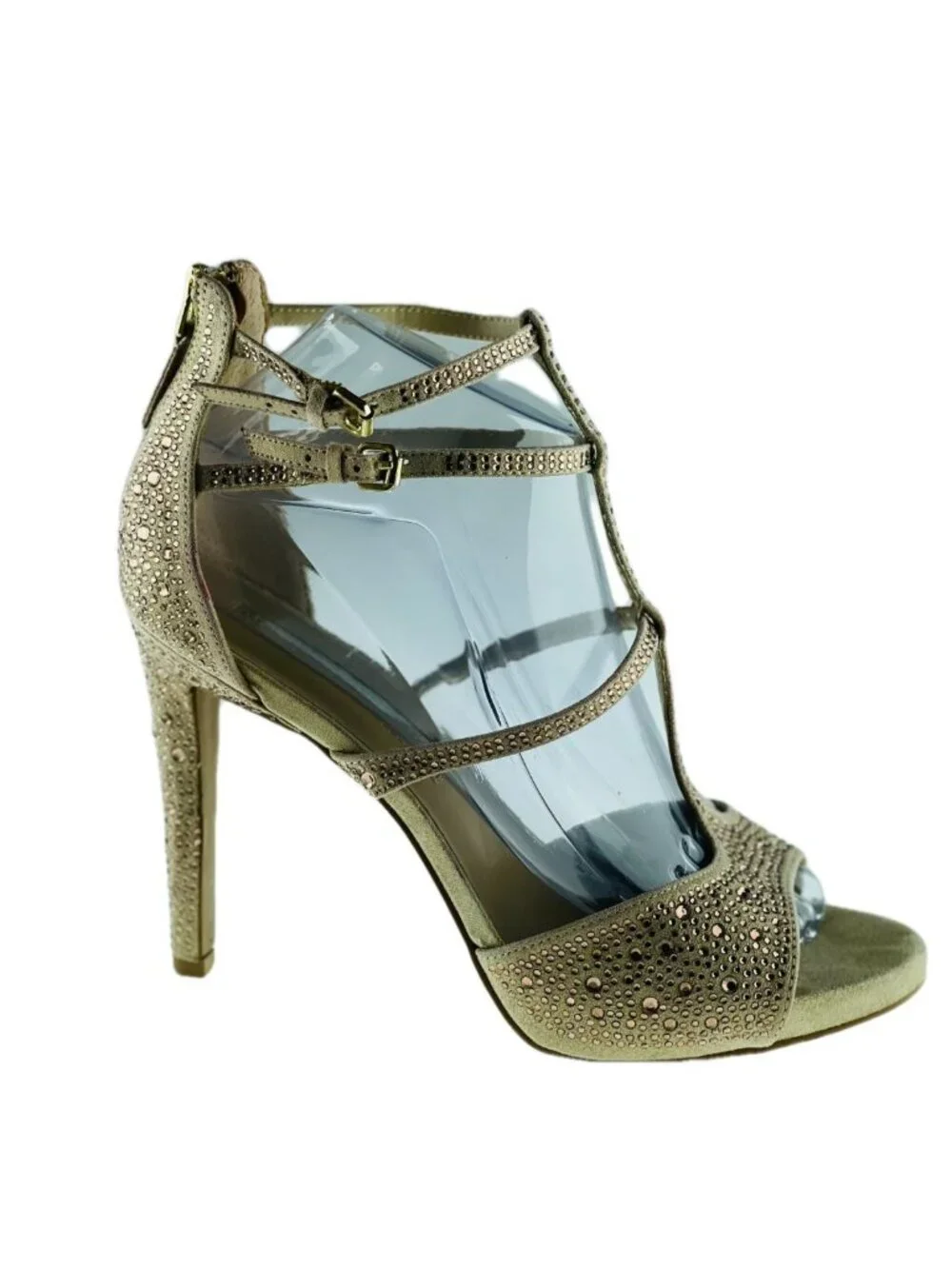 AUDREY BROOKE Gold Rhinestone Strappy Heels 4